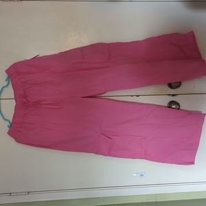 Anthropologie pink drawstring cargo pants new with tags large L